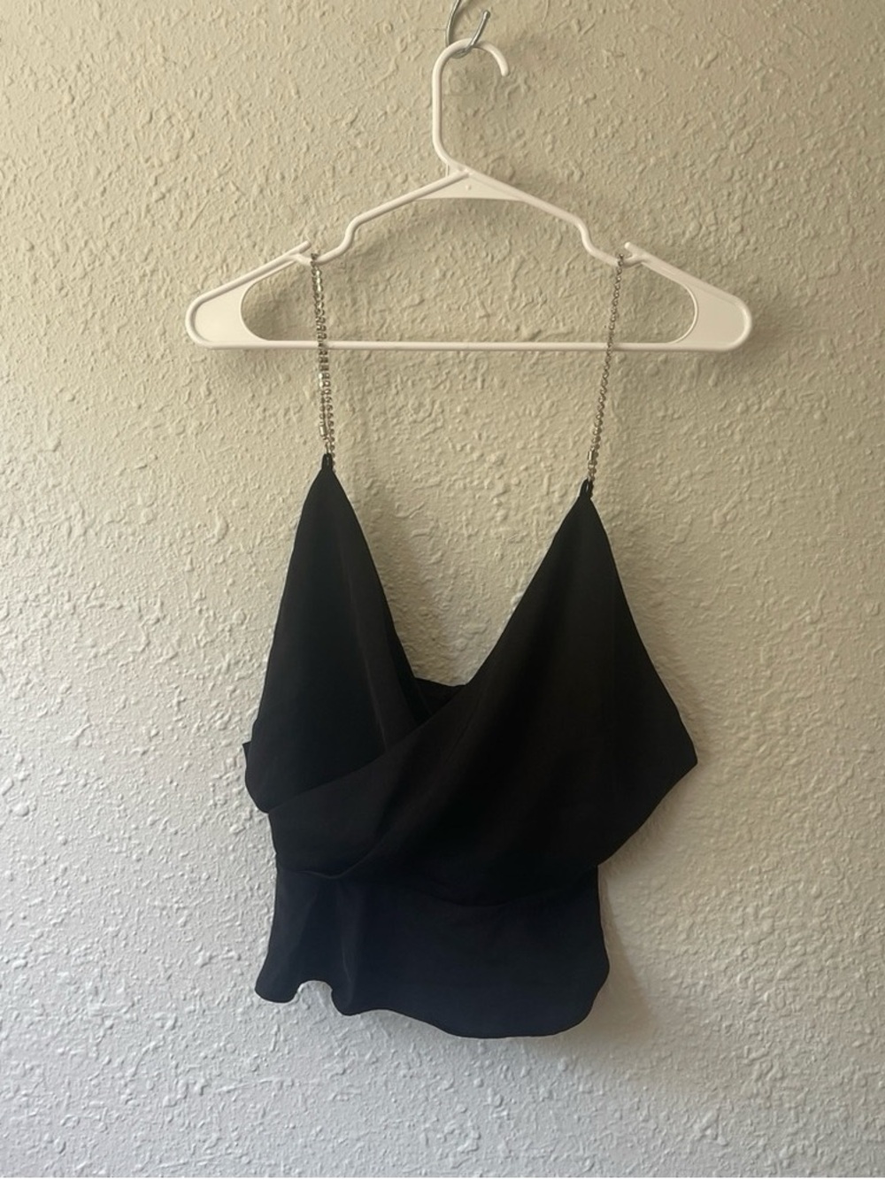 by the way. Black Chain-Strap Draped Cami